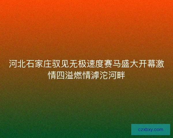 河北石家庄驭见无极速度赛马盛大开幕激情四溢燃情滹沱河畔