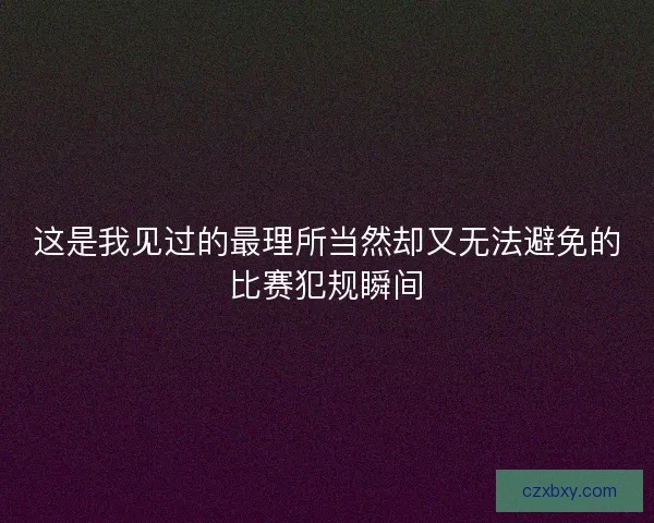 这是我见过的最理所当然却又无法避免的比赛犯规瞬间