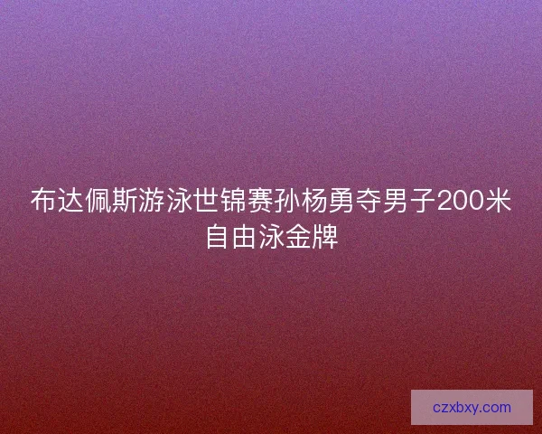 布达佩斯游泳世锦赛孙杨勇夺男子200米自由泳金牌